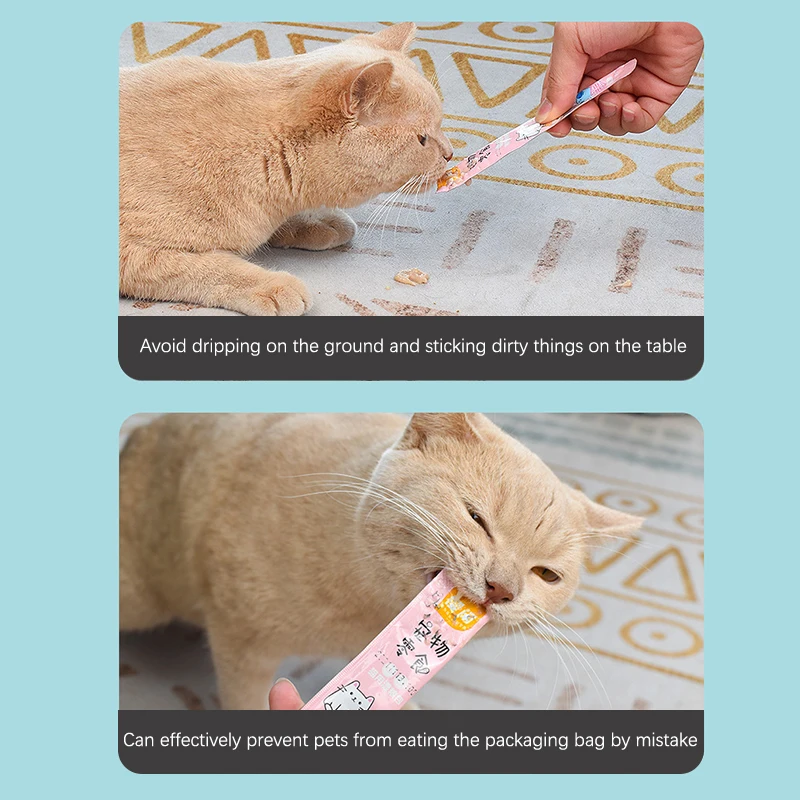 

Pet Cat Feeding Scoop Button Pushed Design Portable Food Long Strip Cat Snack Squeezer Feeder Multipurpose Spoon Pet Supplies