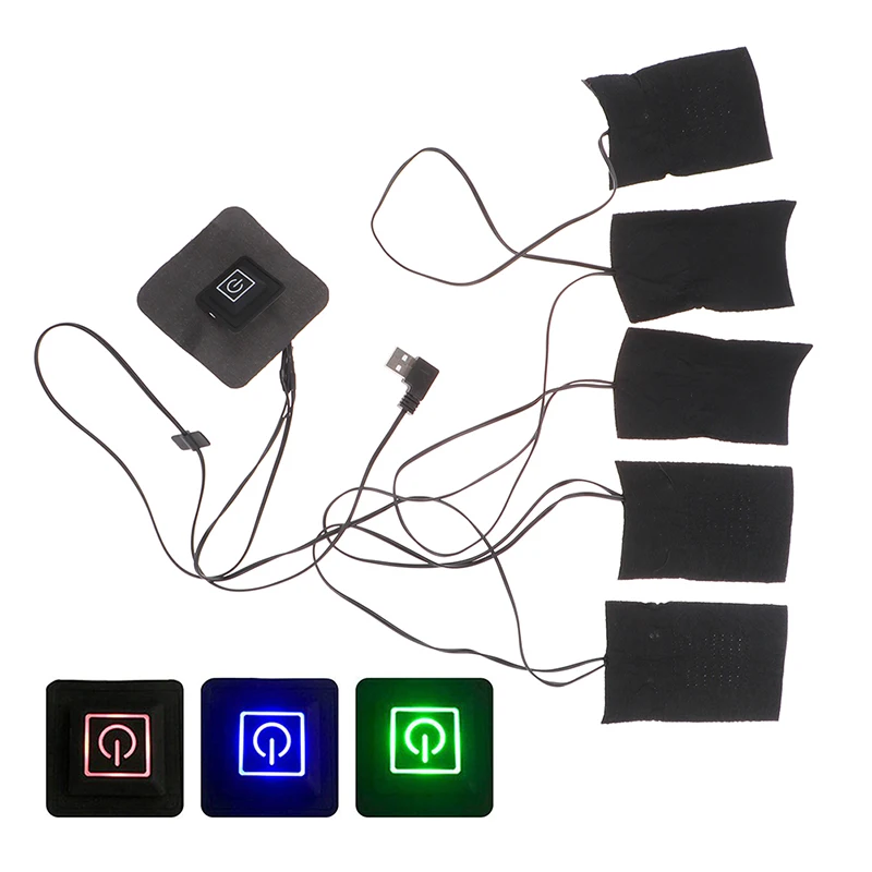 USB 전기 온열 재킷 난방 패드, 야외 따뜻한 겨울 난방 조끼 패드, DIY 온열 의류, 5 시트 ED, 1 세트