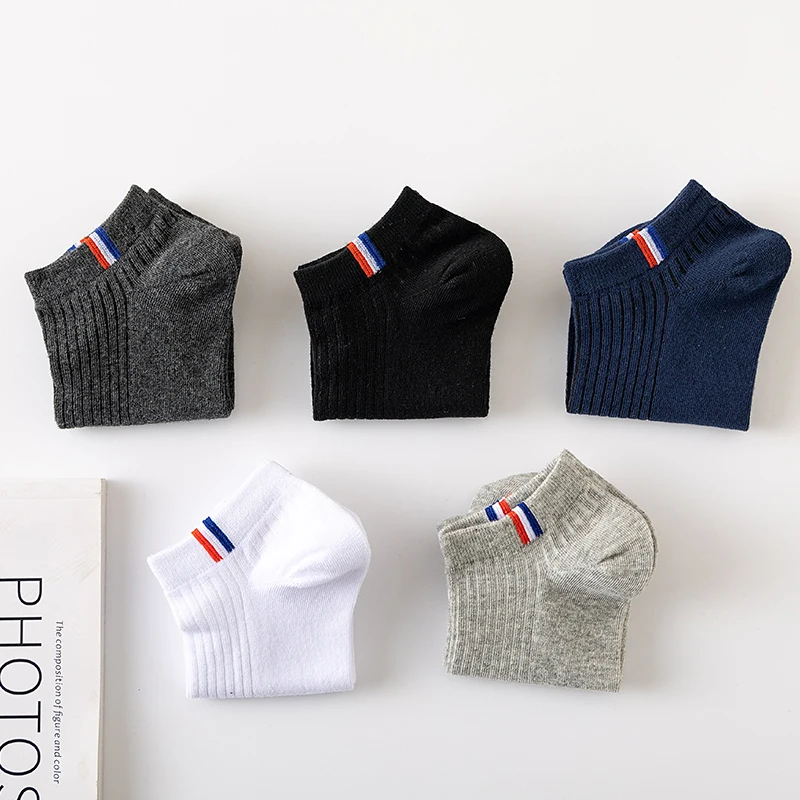 5/10/20 Pairs Of Plain Color Boat Socks Thin Summer Blending Mens Casual Socks Breathable Sweat Absorbing Calibration
