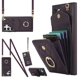 Elegant Leather Crossbody Wallet Phone Case with Lanyard - Sam S24 (Dark purple)