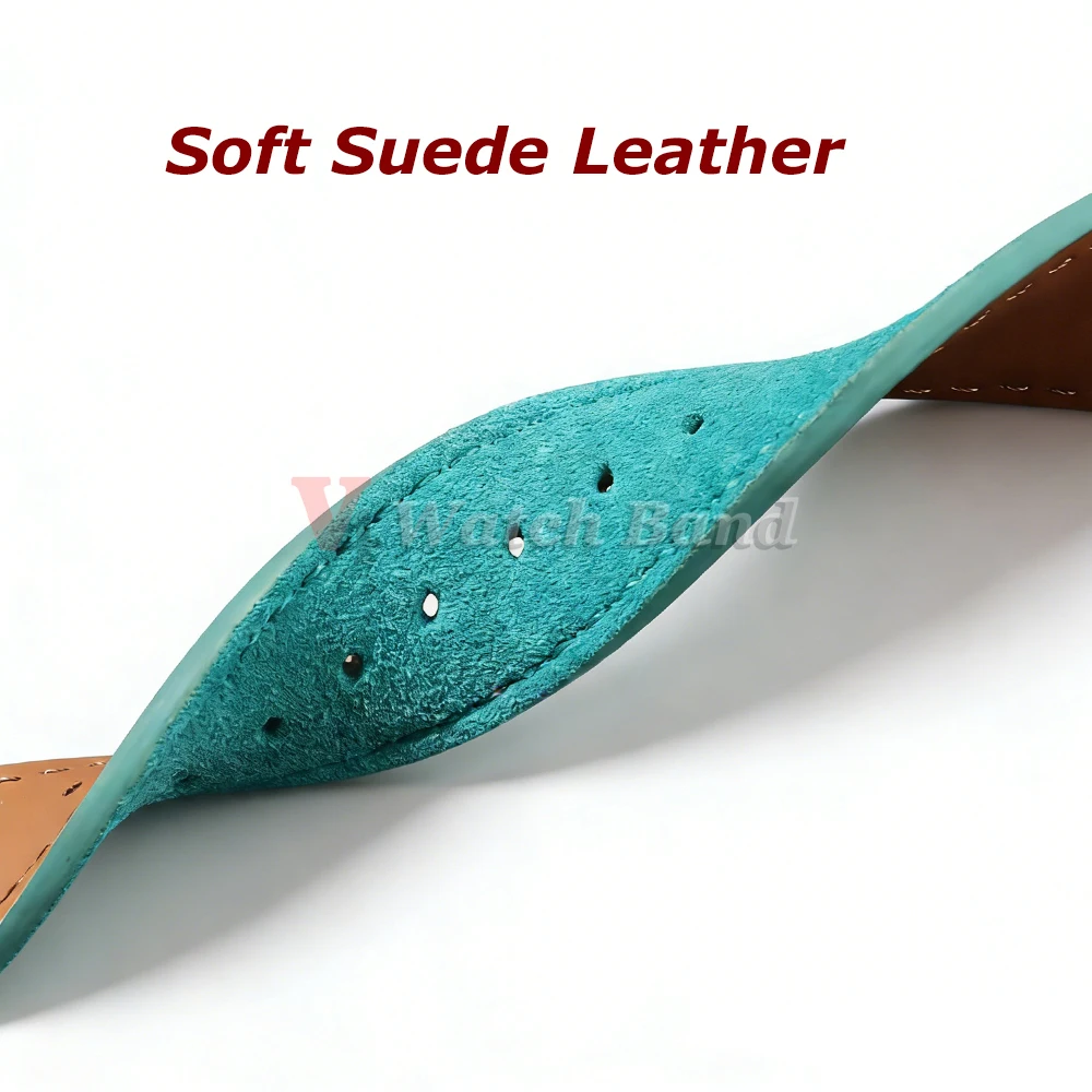 Vintage Suede Leather Quick Release Watch Strap with Calfskin Band and Classic Pin Buckle