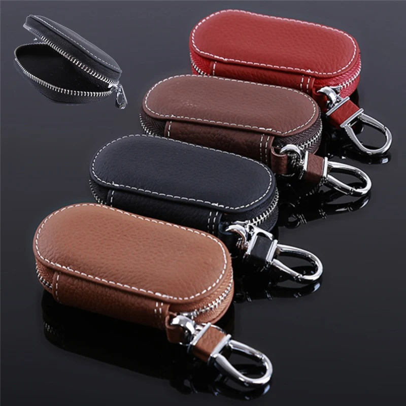 Men Key Holder Housekeeper Leather Car Key Wallets Keys Organizer Women Keychain Covers Zipper Case Bag Unisex Pouch Purse key case key holder key organizer key purse key protector