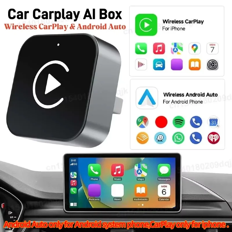 2-in-1 무선 CarPlay & 안드로이드 오토 어댑터 유선 CarPlay를 무선으로 변환하는 플러그 앤 플레이 아이폰 차량용