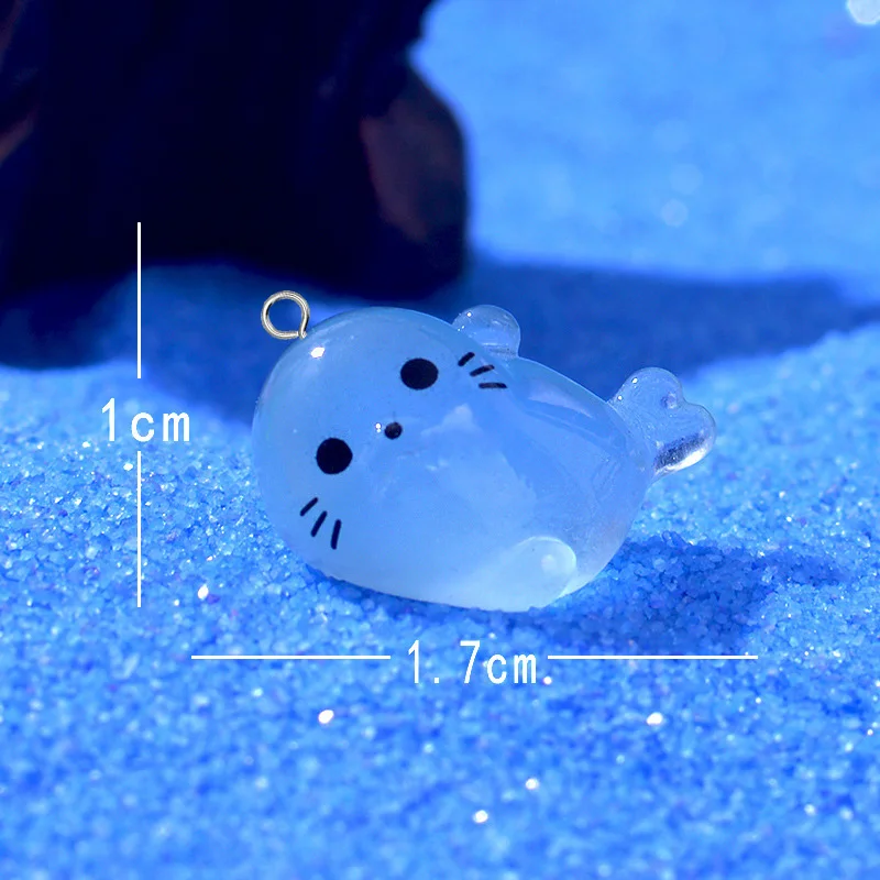 Kawaii Luminous Mini Seal Pup Resin Charms Lovely Marine Animal Pendant For Earring Bracelet DIY Jewelry Make W13 10pcs
