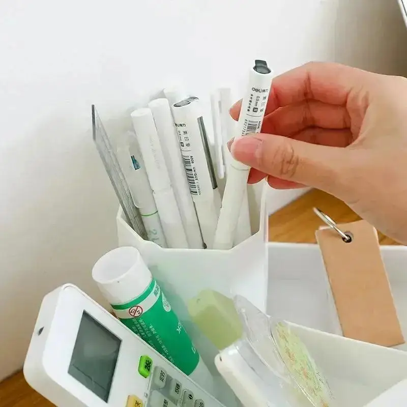 Creative New Desktop Corner Stationery Cosmetics Storage Box Four Grid Pen Lipstick Storage Box Household Stationery Holder