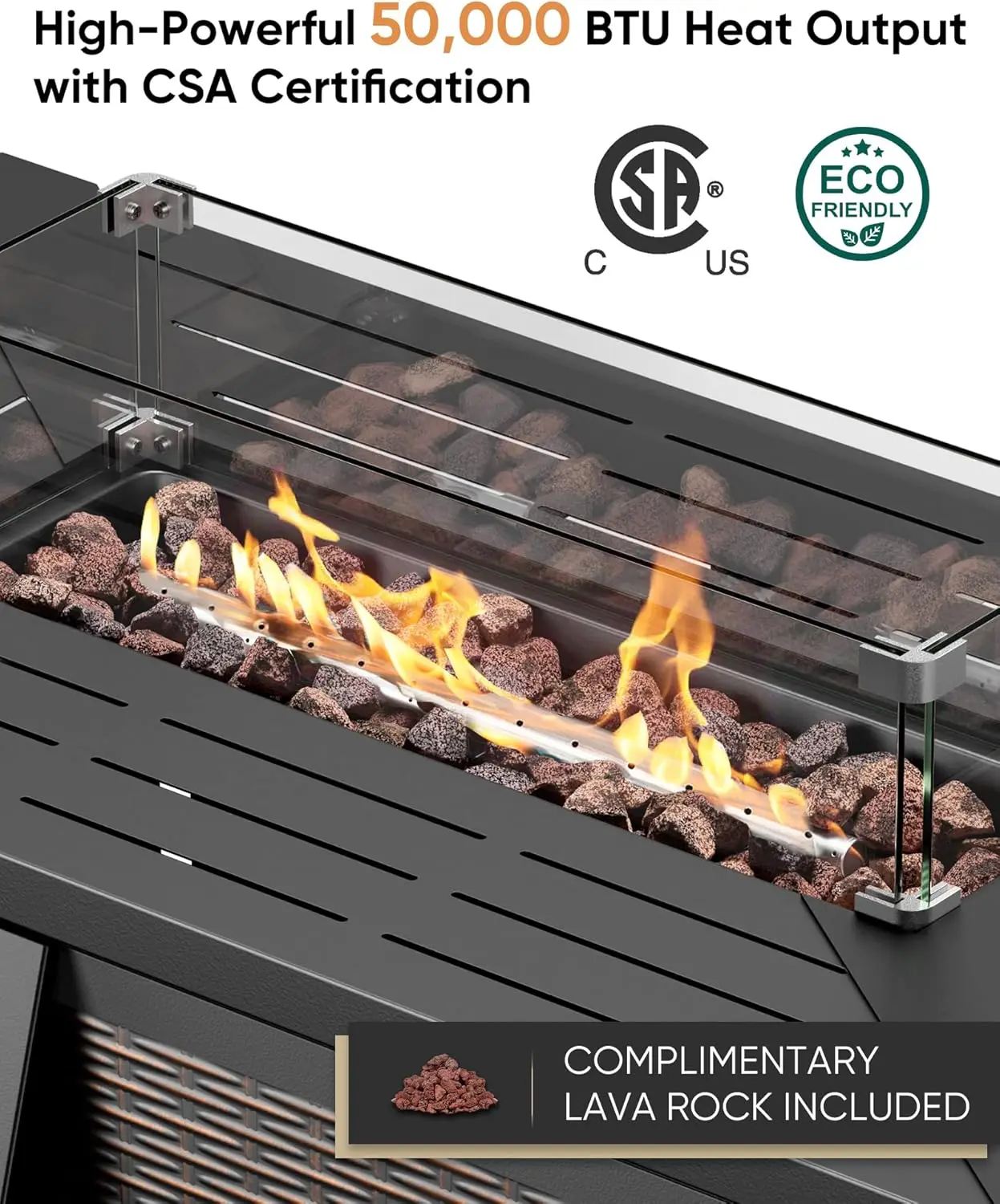 5-Piece Patio Furniture Set with Fire Pit,Wicker Outdoor Swivel Rocker Chairs Patio Sofa for Backyard,Poolside,Deck