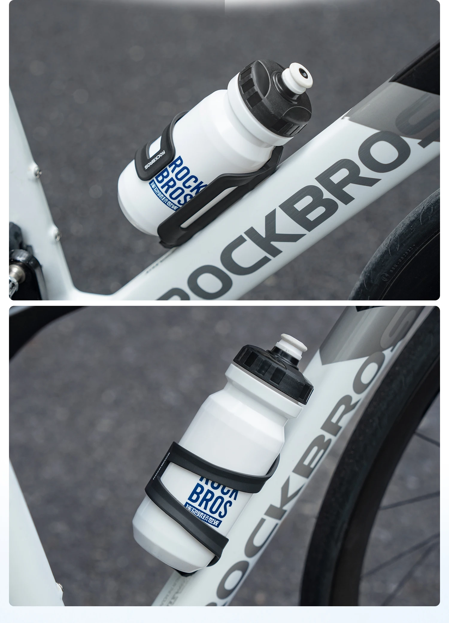 ROCKBROS Wasserflasche, 600 ml, Wasserflaschenhalter, Becherhalterung, hohe Elastizität, ABS + PC-Halter, leichter Sport-Fahrrad-Wasserkocher – Detail 7