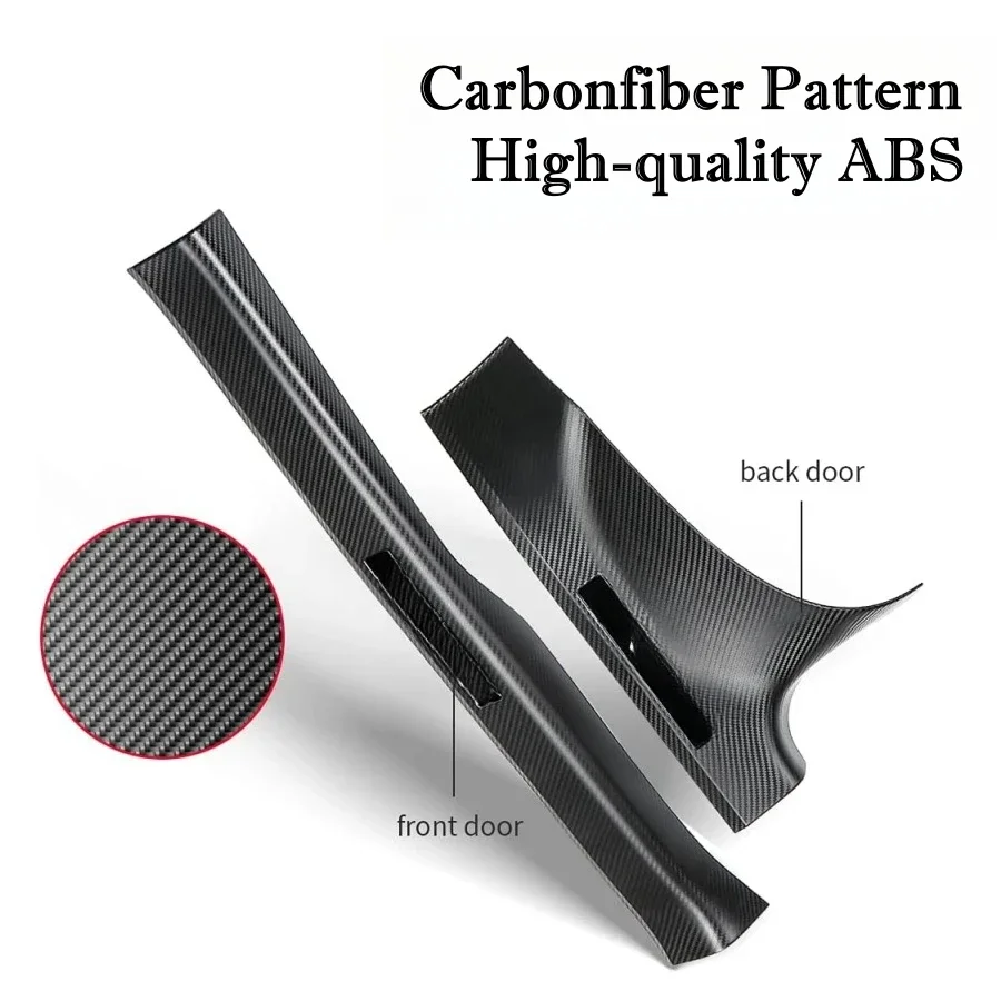 Protectores De Umbral De Puerta Para Tesla Model Y - Fibra De Carbono Mate, 4 Piezas, Antirrayaduras Y Decorativos