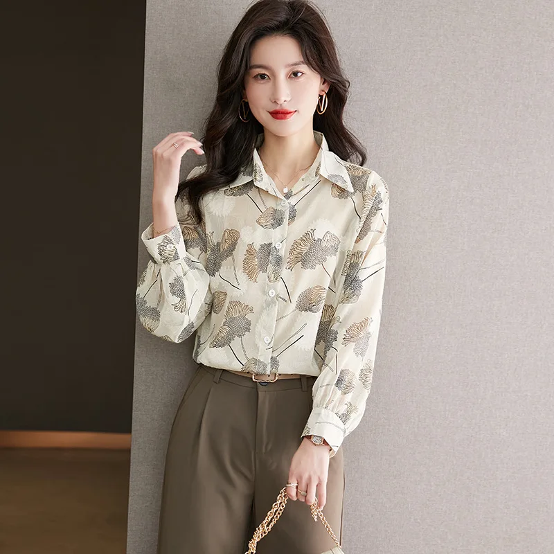 Light and Thin Luxury Women's Blouses French Style Korean Top Sheer Shirt Clothes Ladies High Quality Long Sleeve Shirts Female