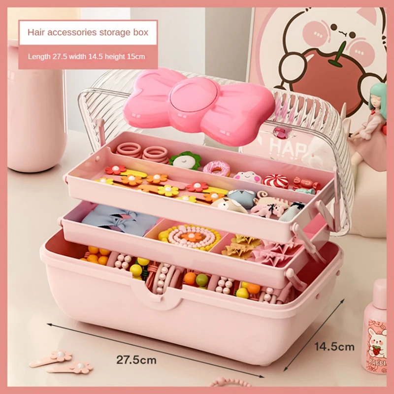 

Storage Boxes For Children's Hair Accessories Necklaces Headbands Hairpins And Bows Foldable Desktop Dustproof Storage