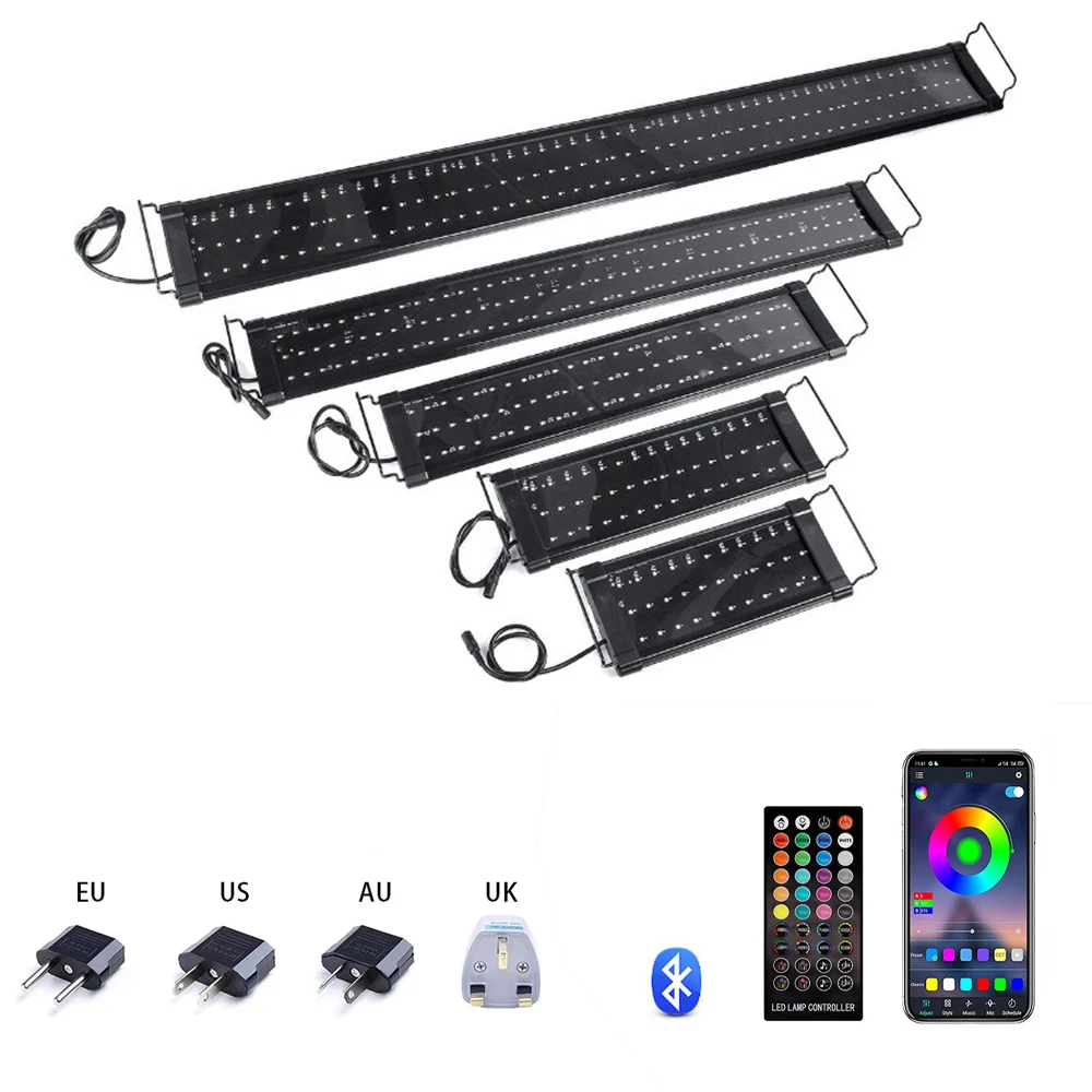 Intelligent LED Fish Tank Light,Aquarium Light, Timing ,Dimable ,Bluetooth App /Remote Control, Extendable Brackets, 30cm-120cm