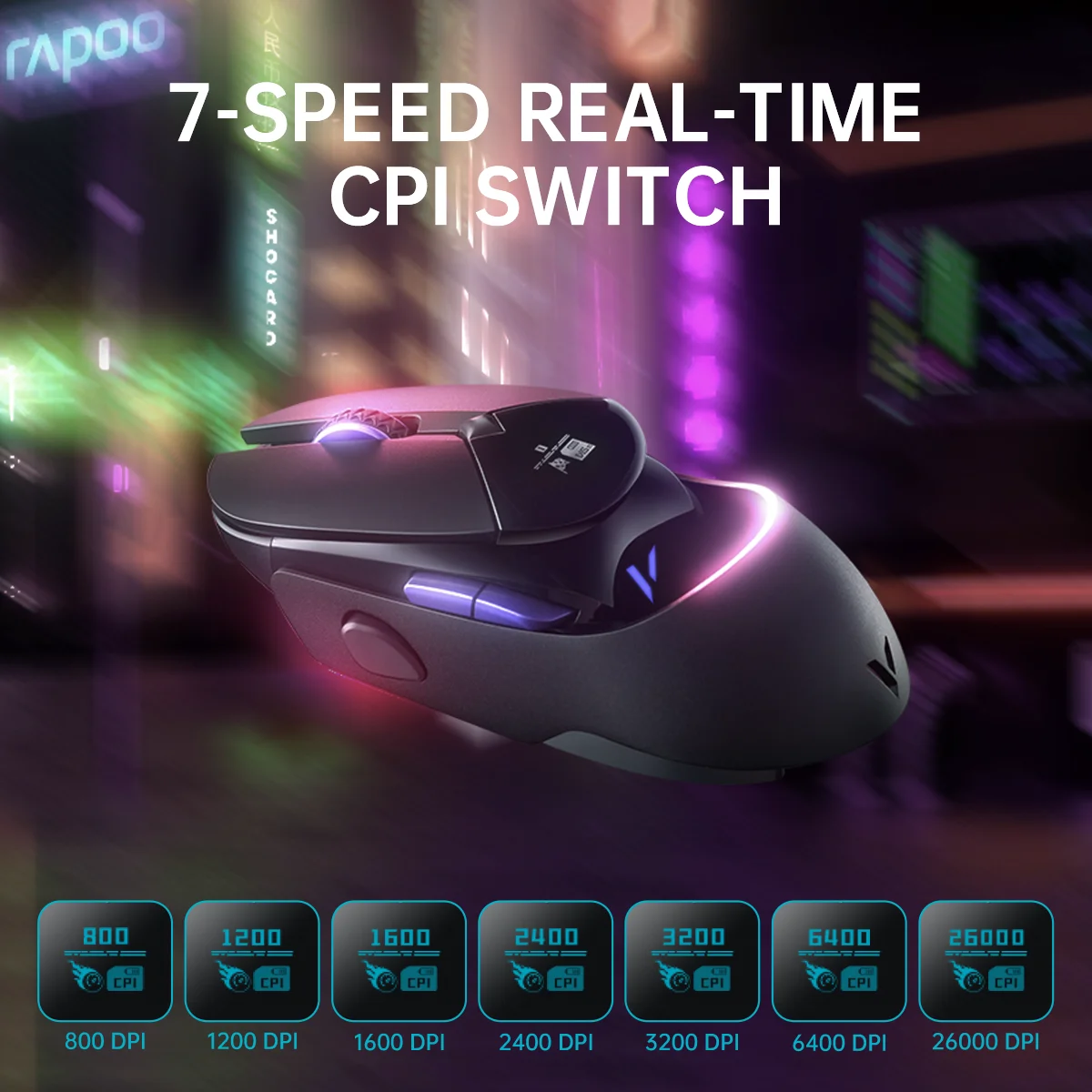 Mouse para Jogos com Fio e sem Fio Sensor Paw3395 26000 Dpi Display Oled Botões Programáveis Memória a Bordo Preto Rapoo-vt960pro - Imagem 2
