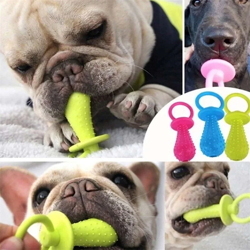 Pet Rubber Pacifier Dog Toy Interactive Rubber Soother Pet Dog Cat Puppy Elasticity Teeth Dog Chew Toys Tooth Cleaning Toy 4