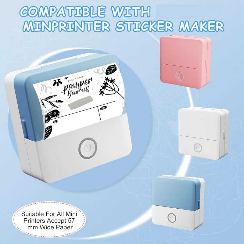 White Self-Adhesive Thermal Printer Paper, Glossy Printable Sticker Paper For Mini Sticker Printer, 57mm x 3.5m，Halloween Decro