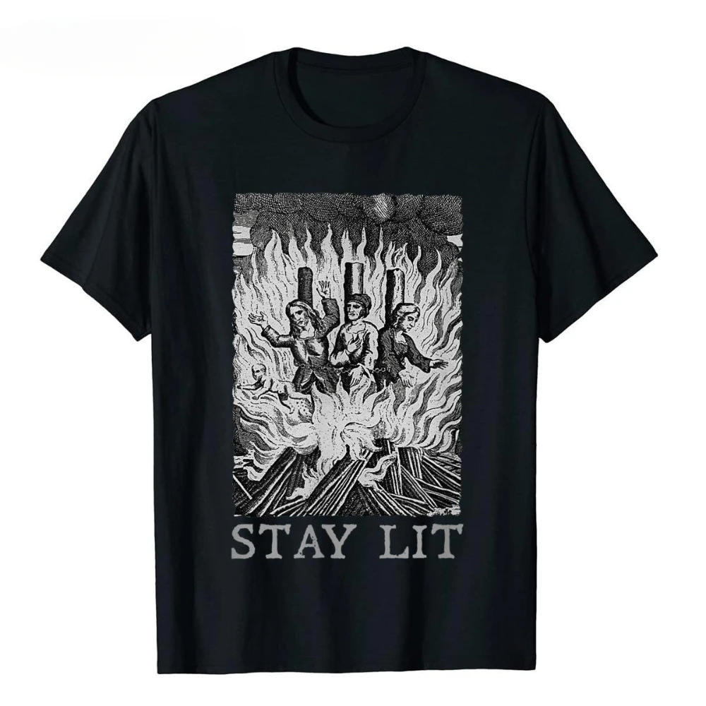 

Keep lit witches fun pagan mystery cute crew-neck tee everyday casual short sleeved comfy tops for both men and women