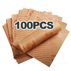 Vintage - Style Greaseproof Deli Wax Paper Sheets - 50 Pack for Food Wrapping and Lining (22x22cm 100Pcs)