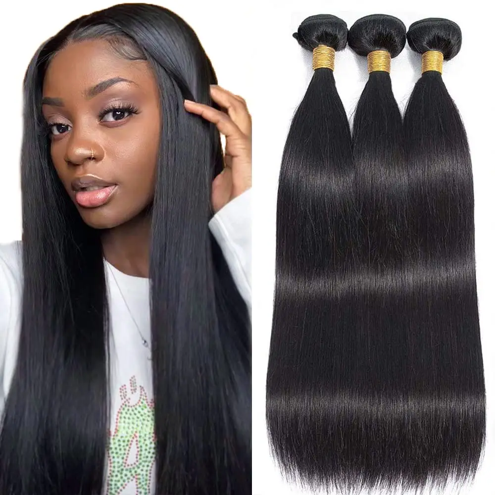 StraightHumanHairExtensionsForWomenBrazilianRawHairWeave