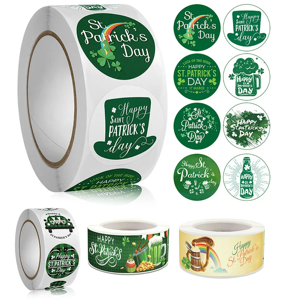 

120-500Pcs Happy St. Patrick's Day Stickers Seal Labels Stickers For DIY Gift Baking Package Envelope Stationery Decor