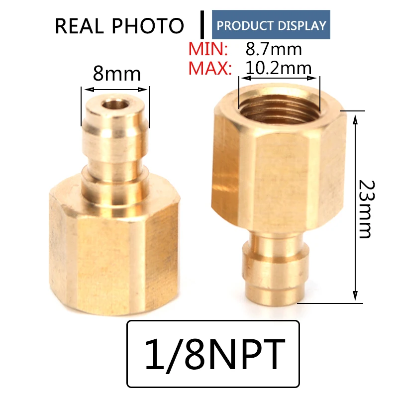 2pcs 1/8BSPP 1/8NPT M10x1 Thread Copper Quick Coupler Connector Fittings Air Refilling Adapter 8MM Quick Plug Socket Air Pumps