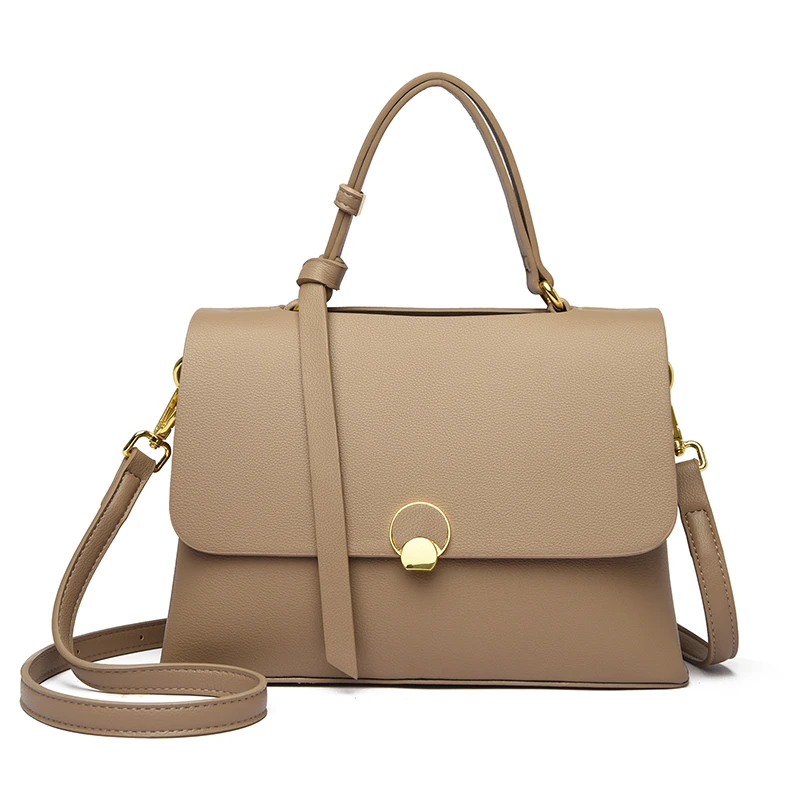 Designer Leather Crossbody Bag For Women Solid Colour Tote Handbag_voghion.com