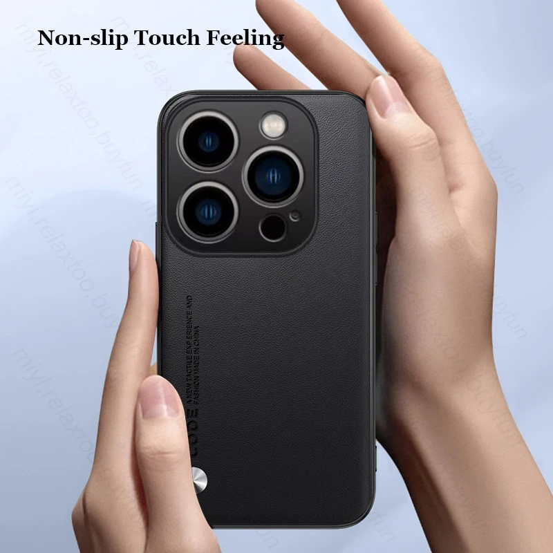 Einfache Haut-Leder-Textur-Telefonabdeckung für iPhone I Telefon 15 Pro Max 15Max Iphone15 Cae TPU Soft Frame Protect_voghion.com