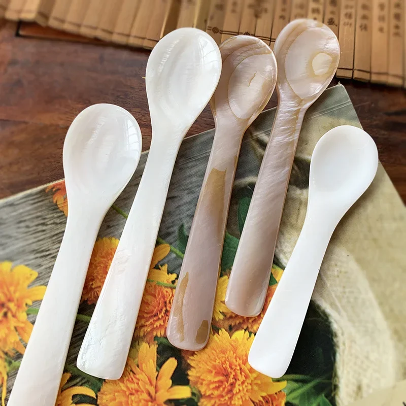 9-13CM Natural Pearl Shell Caviar Spoon for Coffee Dessert Handcrafted Shell Ice Cream shell spoon
