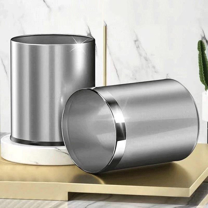 

Bathroom Nordic Trash Can Stainless Steel Office No Lid Trash Can Rubbish Toilet Prullenbak Keuken Household Productions