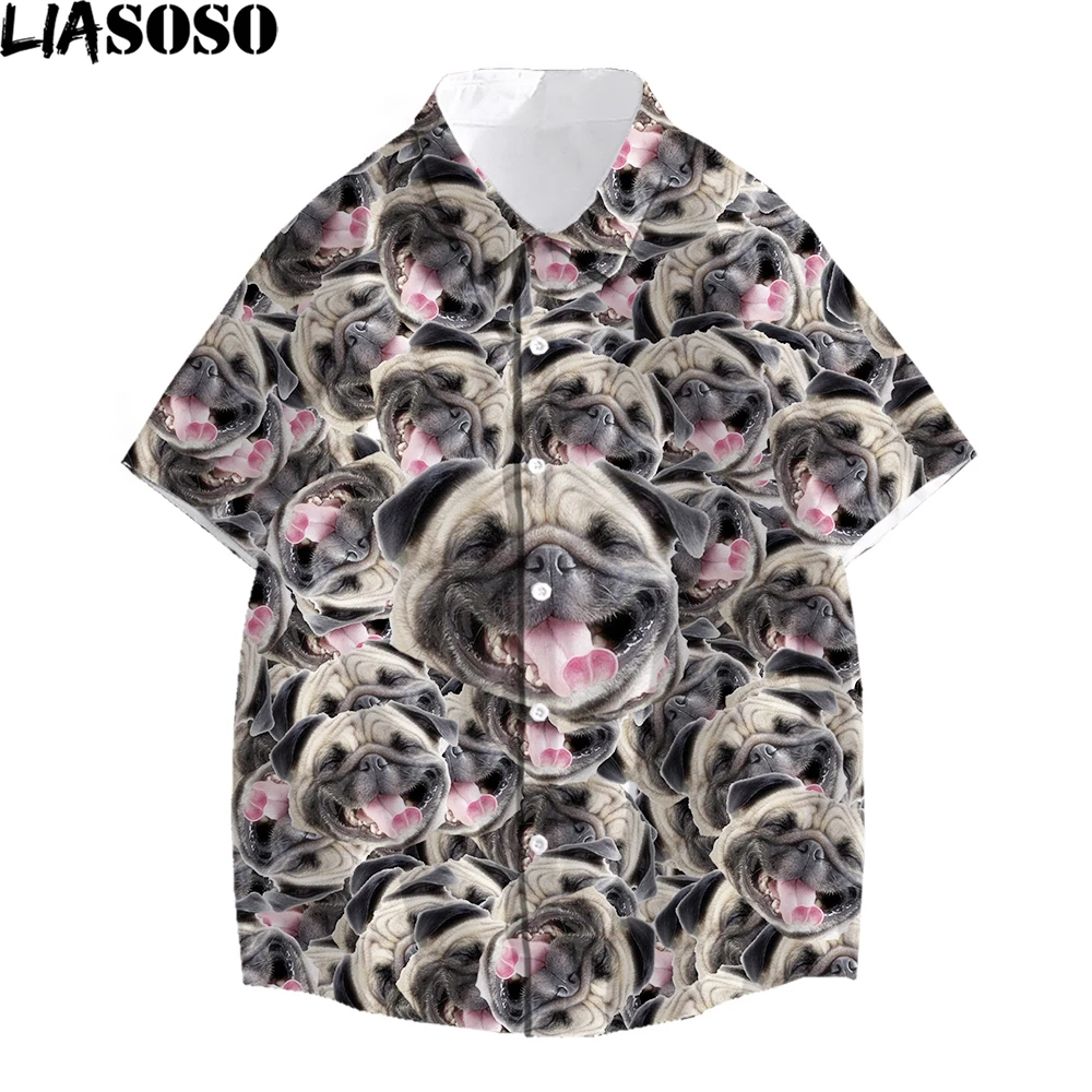 LIASOSO French Bulldog Beach 3D Printed Animal Hawaiian Shirt Half Sleeve Hip Hop Trend Cool Vacation Outdoor Chic Half Sleeve summer fashion funny t shirt capybara graphic t shirts men clothing hip hop streetwear trend tees casual 3d printed animal tops