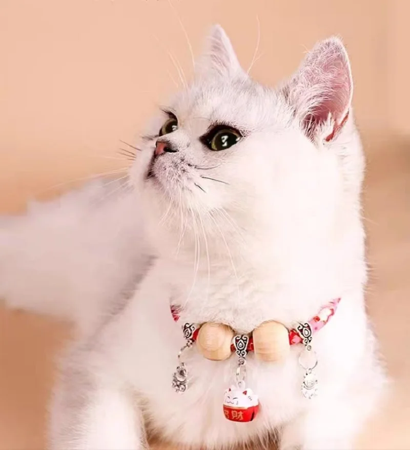 

Pet Cat Dog Collar Camphor Wood External Insect Repellent Cherry Blossom Pattern Cartoon Style Canvas Material Pet Collar