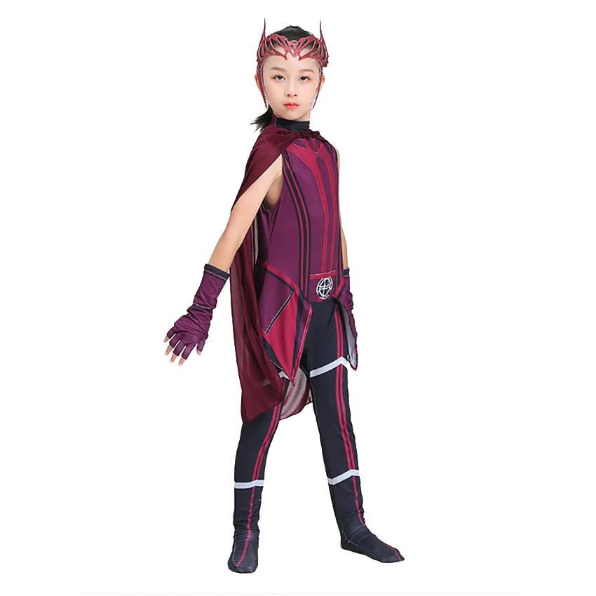 

Scarlet Witch Dress Girl Princess Cloak Whole Halloween Costumes for Kid Lolita Wanda Maximoff Cosplay Anime Suits Witch Clothes