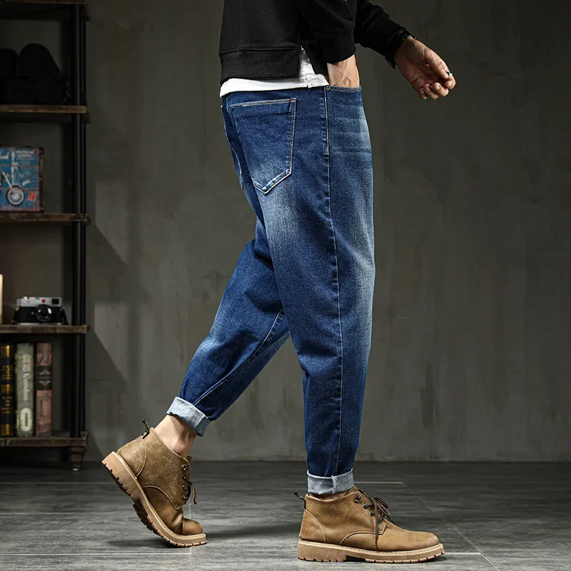 Men Jeans Denim Pencil Loose Stretch Plus Size Large 42 44 46 48 Pants High Waist Cowboy Trousers denim pants,denim trousers,men trousers