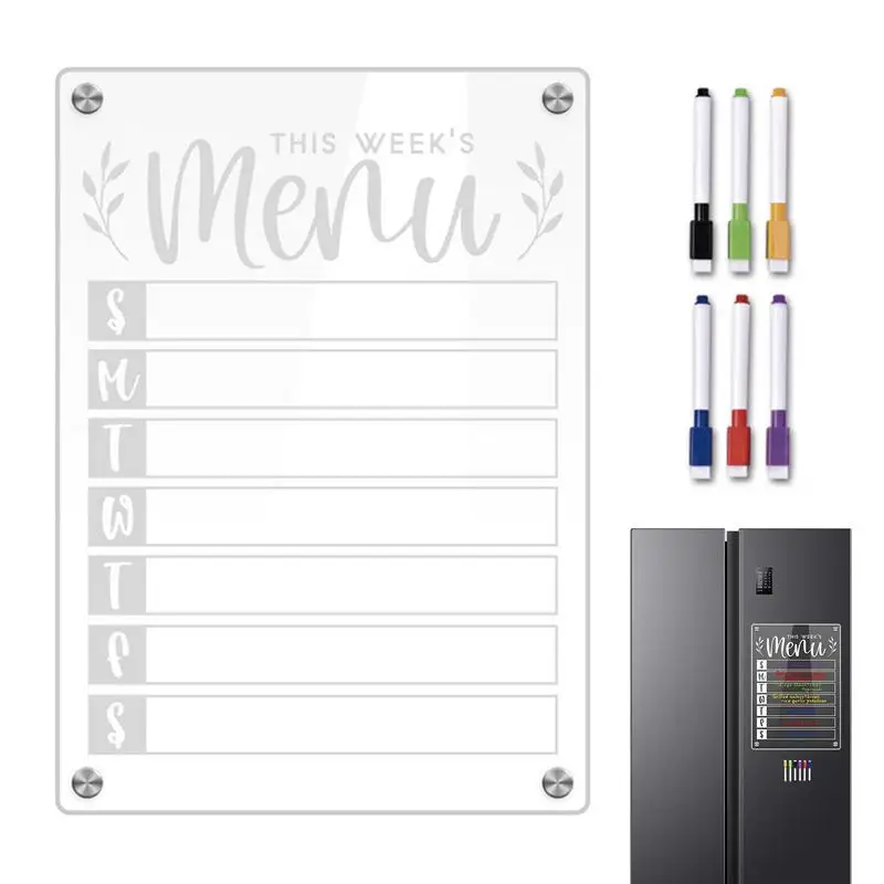 

Clear Dry Erase Board Clear Acrylic Calendar Planner Note Board Magnetic Wall Board With 6 Markers Portable Memo Whiteboard