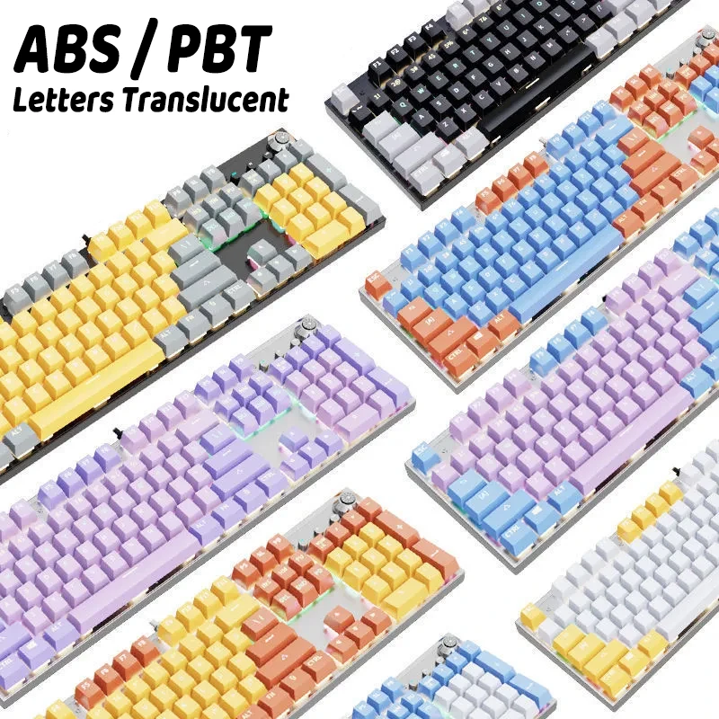 104pcs PBT/ABS Translúcido Keycaps OEM Perfil Para Teclado Mecânico Double-shot Backlit Universal Substituição Chave Cap Set