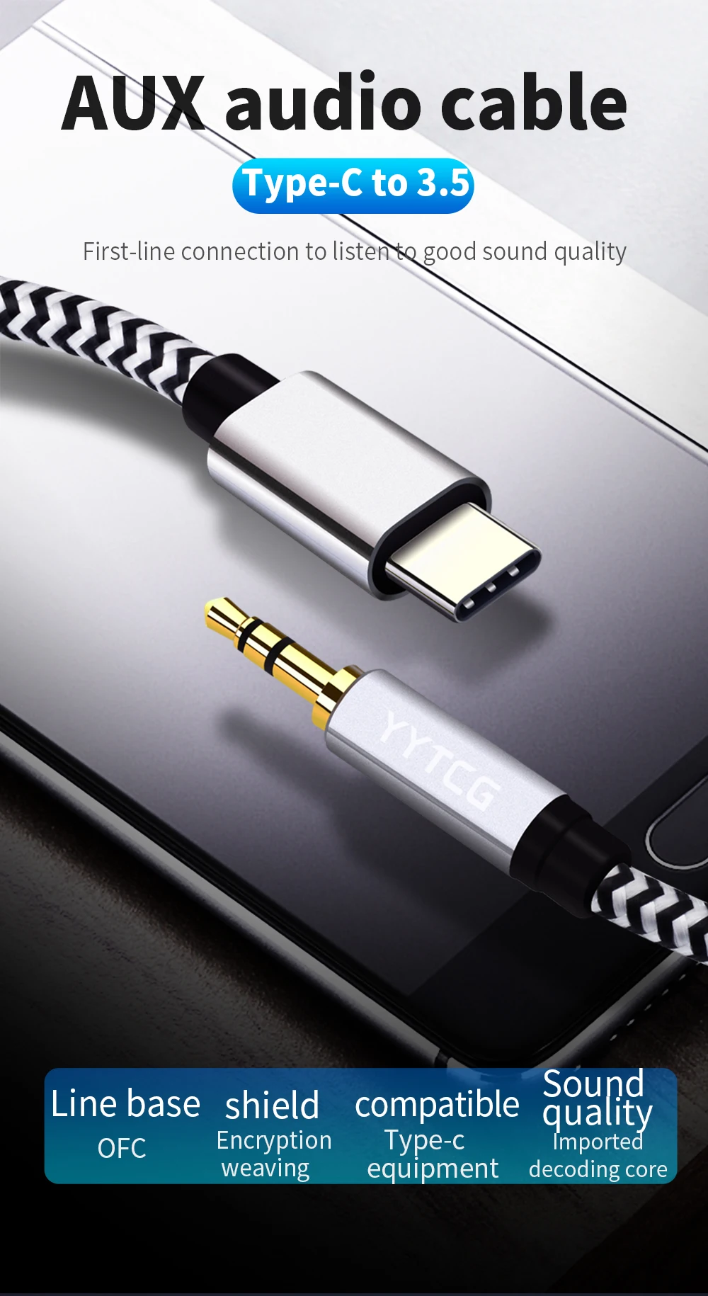Type C to 3.5mm Jack Aux Cable Speaker Cable Audio Extension Cable For Car Headphone USB C Converter For Samsung Xiaomi Redmi