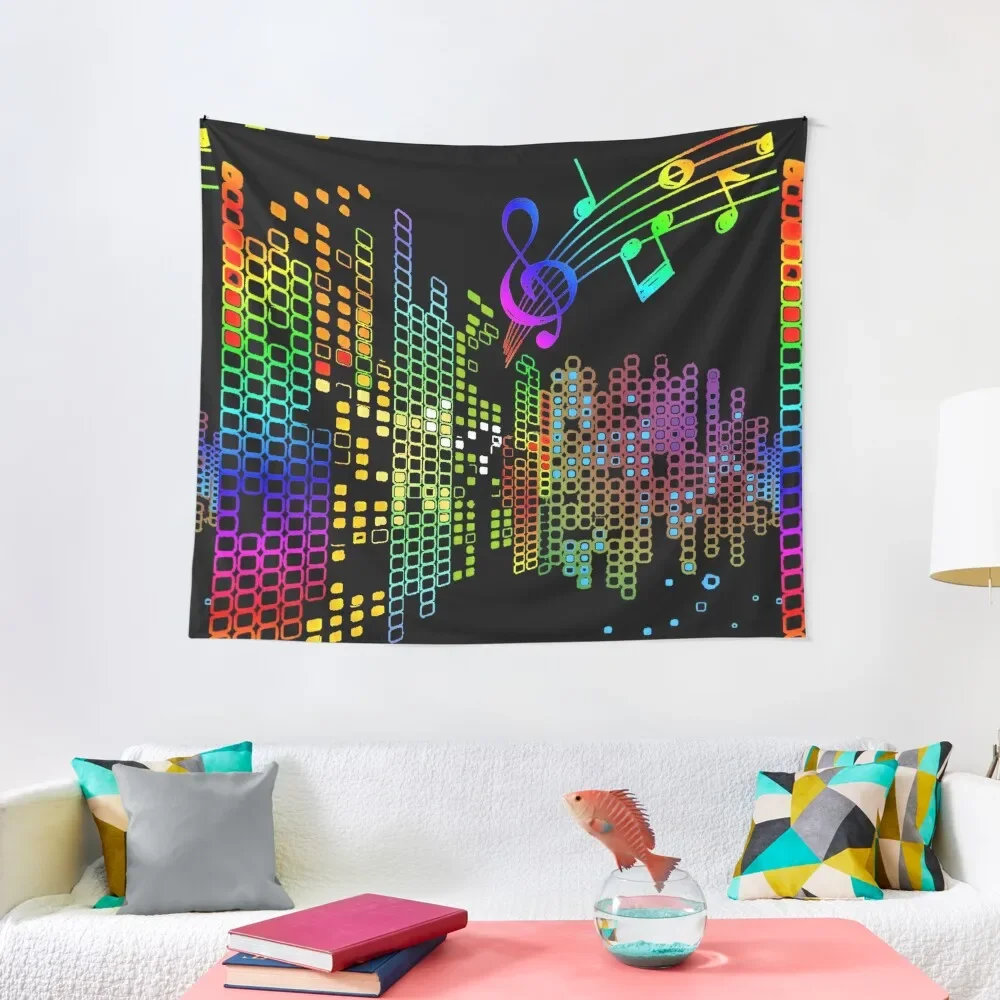 

Multicolored Music,black illustration Tapestry Wall Decoration Items Wall Decorations Room Ornaments Tapestry