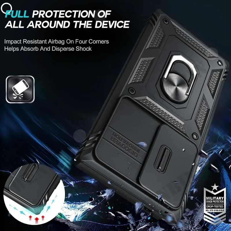 Heavy Duty Shockproof Case with 360° Rotating Kickstand and Camera Protection