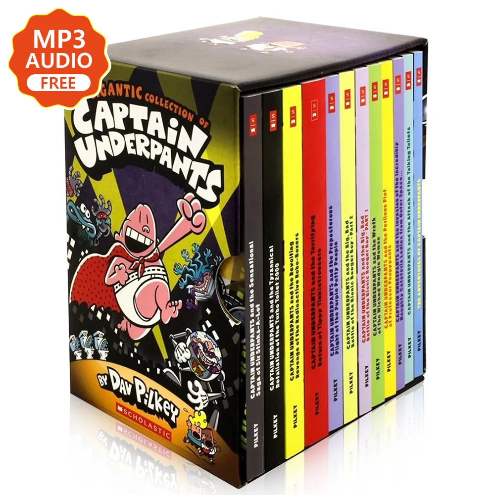 Dav Pilkeyによるキャプテンパンツの巨大なコレクション 英語のストーリーブック 子供向けのコミックセット 12冊の本 セット Aliexpress