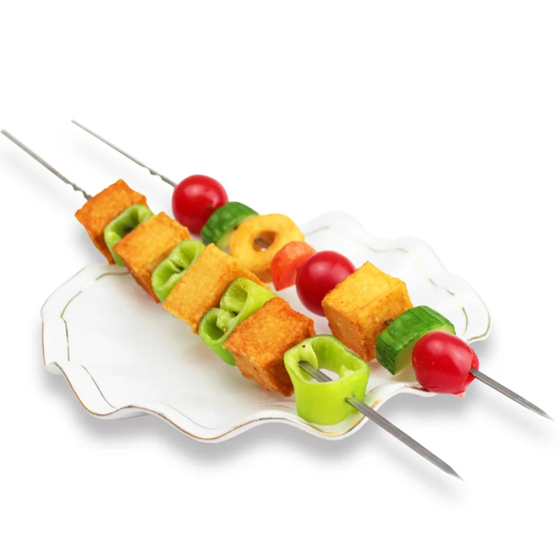 Stainless Steel Barbecue Skewer Reusable BBQ Skewers Kebab Iron Stick For Outdoor Camping Picnic Tools Cooking Tools 10-20Pcs barbecue skewers barbecue tools
