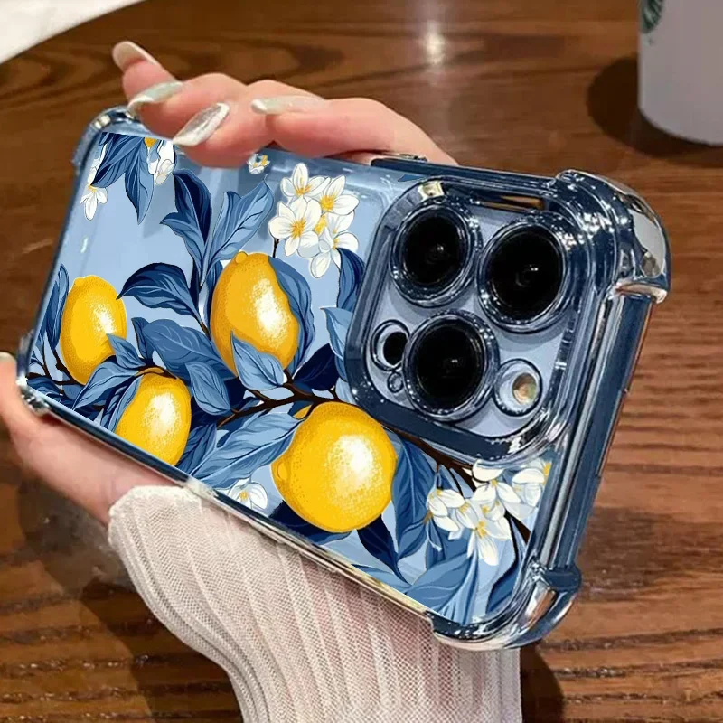 Cute Summer Lemon Fruit Plating Clear Phone Case