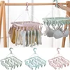 32 Clips Folding Clothes Hanger Children Adults Pants Dryer Windproof Socks Underwear Plastic Drying Rack Home Accessory 2