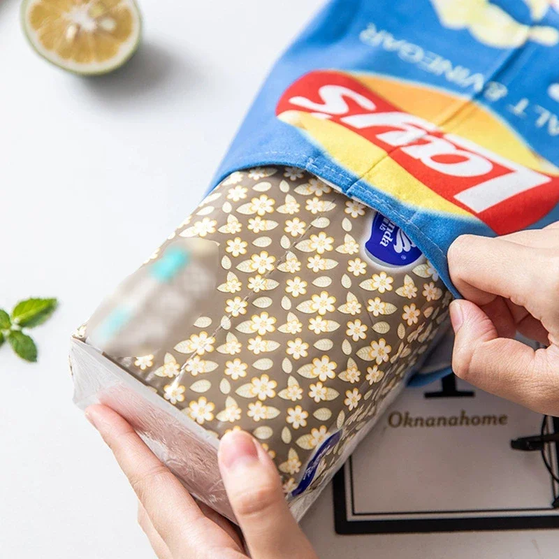 Creative Potato chip packaging bag style tissue box Living room facial tissue Bags Car Cute Paper box Household napkin paper box 5