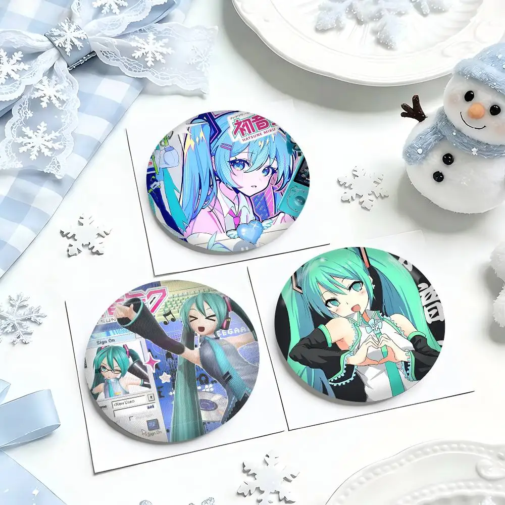 Hatsune Miku Inspired Round Snap-in Brooches - Rock Band Lapel Pins and Badges - Fan Collection Accessories & Handmade Jewelry Gifts