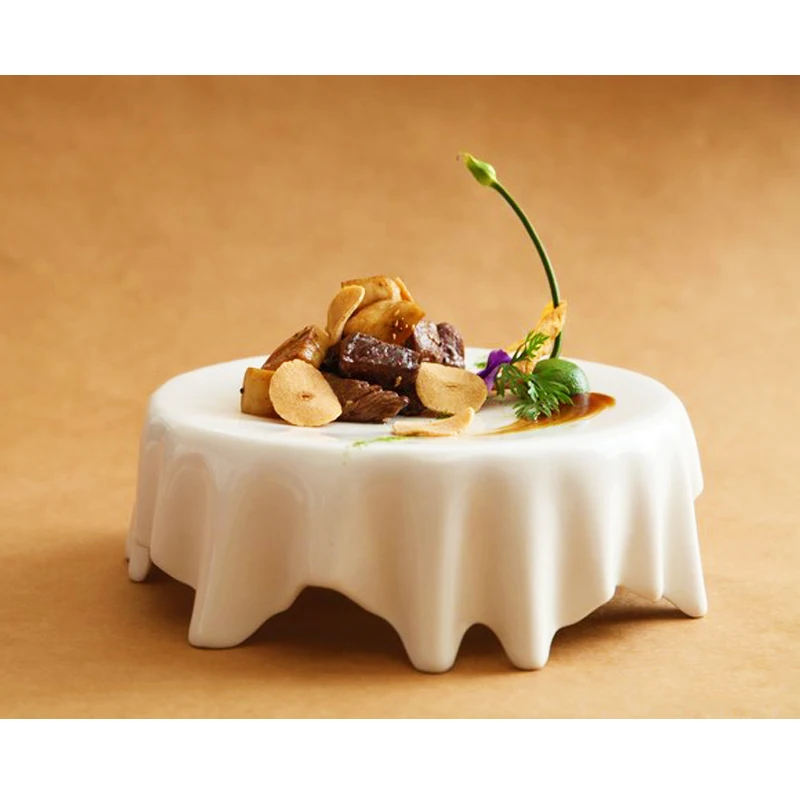 

Molecular Cuisine Tableware, Round Table Plates, Cold Dishes, Fusion, Creative and Concave, Hotel
