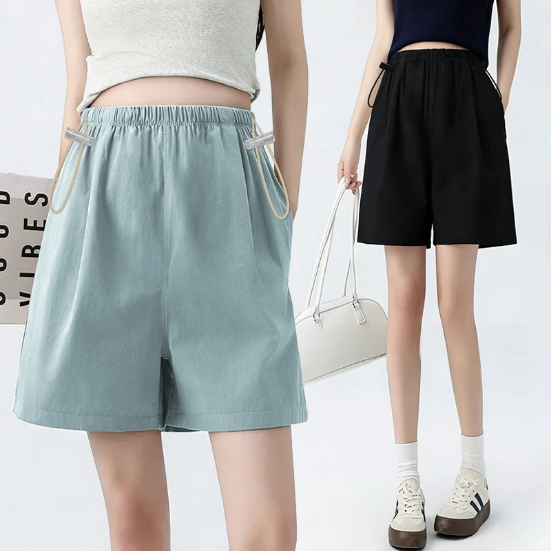 출산 반바지 여름 얇은 얼음 실크 느슨한 와이드 레그 임신 바지 임산부를위한 여름 착용