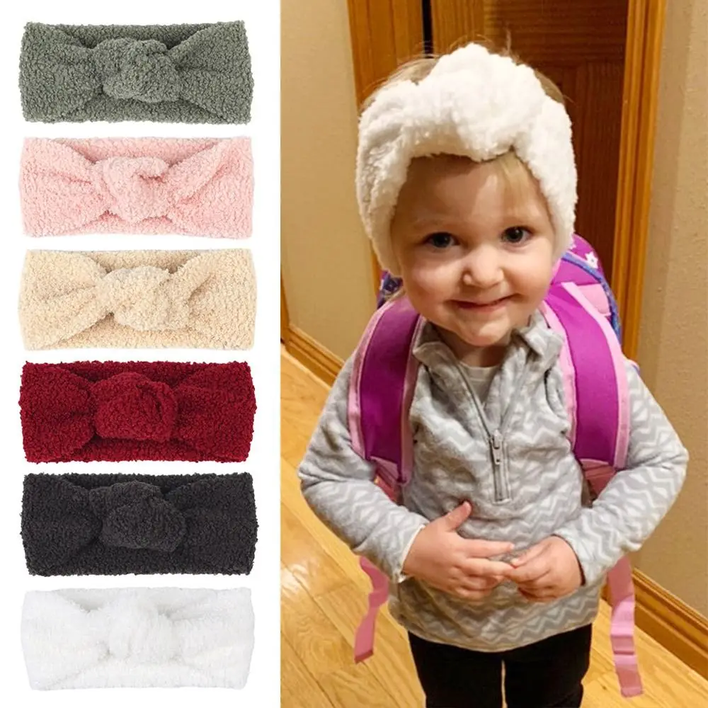 

Elastic Baby Head Bands Girl Hairband Knot Top Turban Teddy Fabric Children Warm Headband Newborn Headwrap Autumn Winter