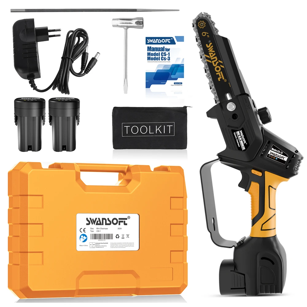 SWANSOFT 6 Inch Mini Chainsaw, Cordless Chainsaw Compatible with 16.8V Battery, Small Chain Saw for Tree Trimming 2