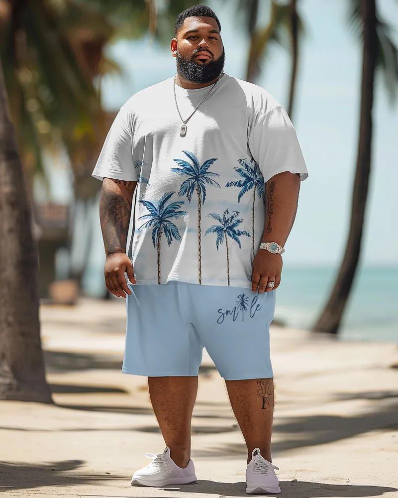 Biggmans Plus Size Set L-9Xl for Summer T-shirt Oversize Hawaii Suit Men's Casual Colorblock Relaxed Pattern Print Large 7XL 8XL
