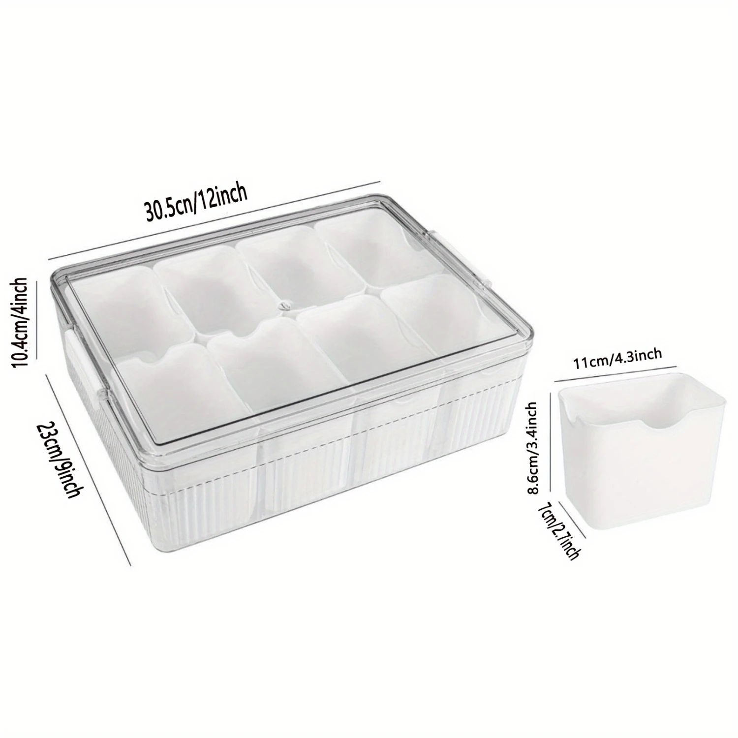 Plastic Snack Organizer Box with Removable Dividers-Airtight Serving Tray with Lid-Multi-Compartment Charcuterie Snack Conta