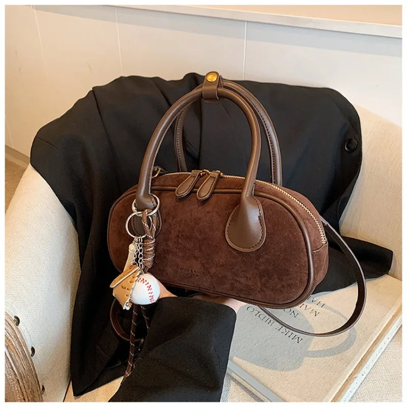 Faux Suede Retro Shoulder Bag for Women 2025 Winter Trend New Y2K Handbags Females Travel Luxury Fashion Tote Bags