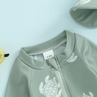 Maillot de bain à manches longues pour bébé garçon, avec bonnet de bain, imprimé tortue/dinosaure 4